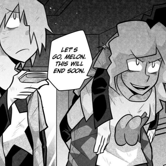 CHAPTER 9 Comic page depicting Elise and Melon getting ready for their confrontation with Daverell.